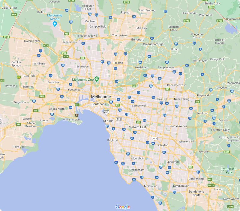 Map of Real Christmas Trees Delivered in Melbourne.