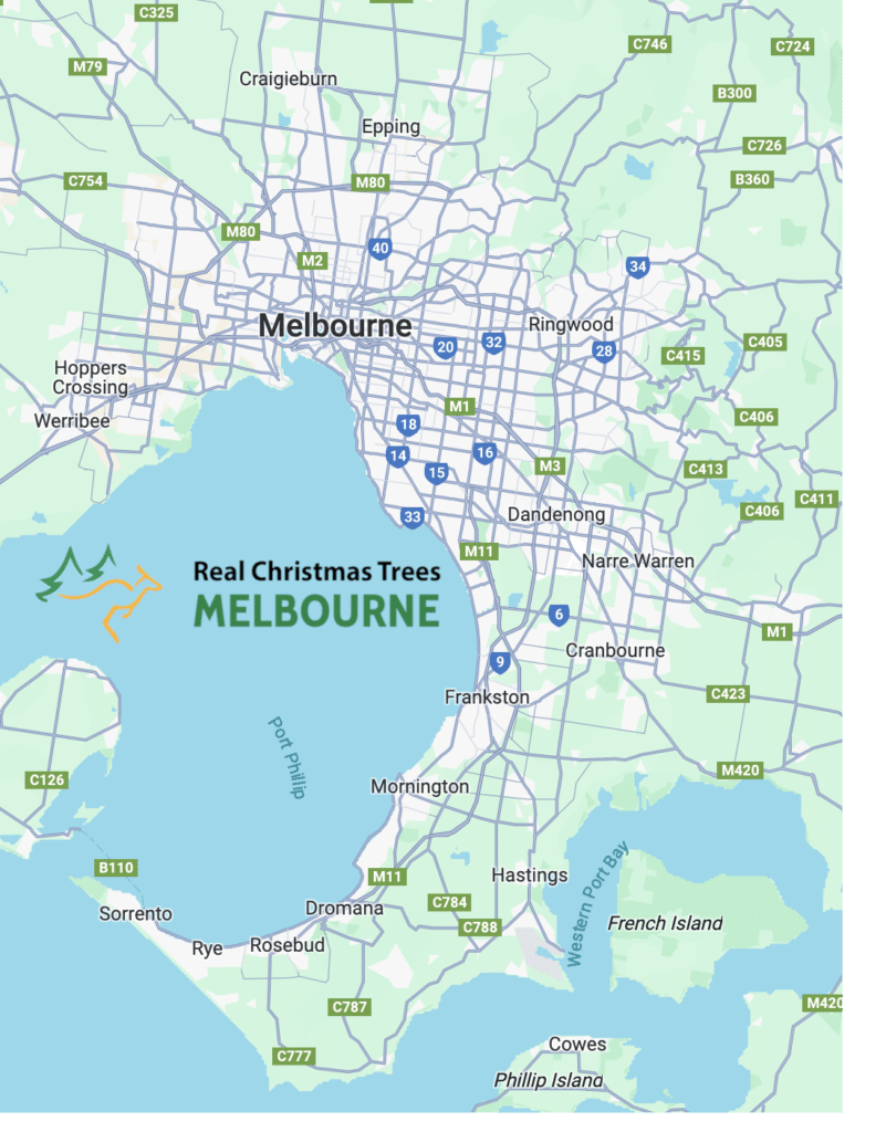 Real Christmas Trees Melbourne Delivery Map